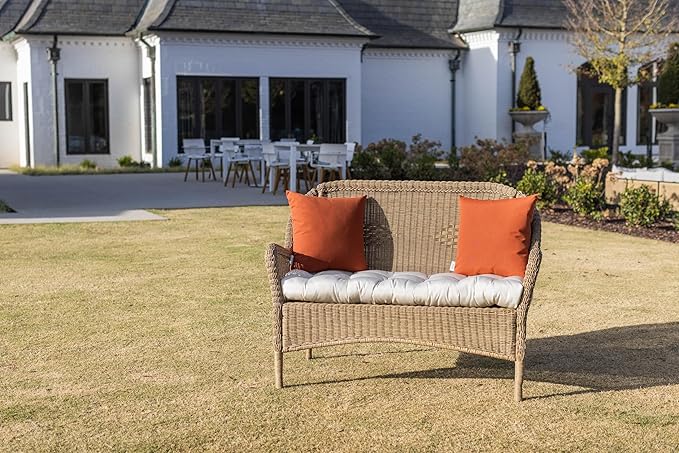 RSH DECOR: Sunbrella Square Throw Pillows Set of 4 | 17" x 17" | Water and Fade-Resistant Performance Fabric | Outdoor Pillow Covers with Down-Alternative Inserts | Canvas Tuscan