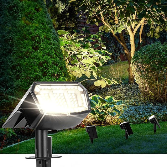 Solar Spot Lights Outdoor 63 LED 3 Lighting,Waterproof IP65 Modes Spotlights for Outside House Yard Garden Landscape Lights 1 Pack (Natural Light)