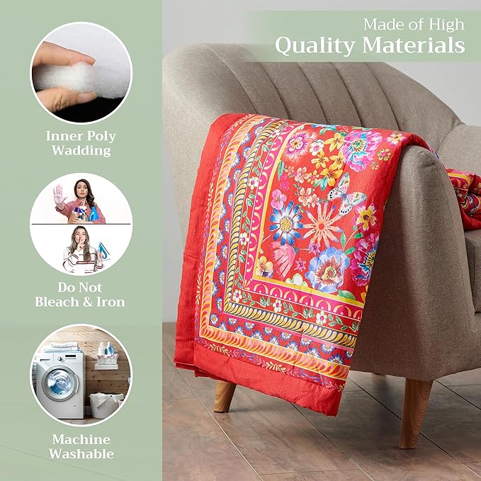 Maison d' Hermine Throw Blanket for Couch Lightweight Soft Warm Breathable Cotton Throw Blankets for Bed Girls Boys Women Men Gifts Sofa Travel Living Room Chair Bedding (50"x60", Happy Florals)