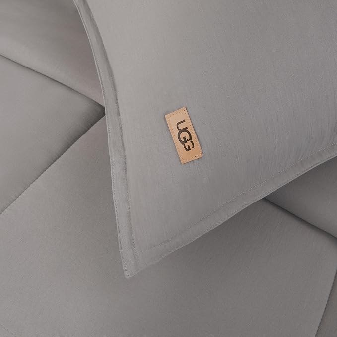 UGG Leonora Comforter Set with 1 Pillow Sham Lightweight Down Alternative Reversible All Season Washable and Hypoallergenic Bedding for College Apartment or Dorm Essentials, Twin/Twin XL, Light Grey