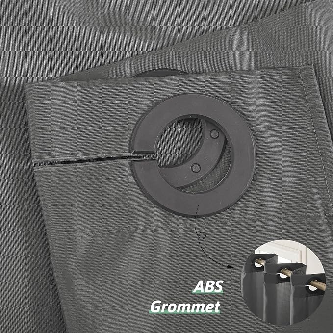 No Hook Stall Shower Curtain 36x72 Inch,Polyester Fabric Small Narrow Shower Curtain Liner,Hotel Style Bathroom Curtains with Plastic Split Grommets,Machine Washable & Waterproof,Dark Grey