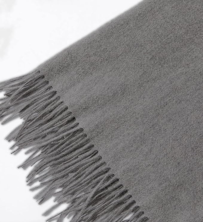 State Cashmere Home Throw Blanket with Decorative Fringe 100% Pure Cashmere Ultra Soft Accent Blanket for Couch, Sofa & Bed (City Smoke, 60"x50")