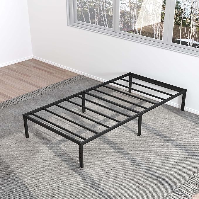 XL Twin Bed Frame No Box Spring Needed, 12 Inch Heavy Duty Metal Twin XL Platform Bed Frame Support Up to 2500 lbs, Easy Assembly, Noise Free, Black