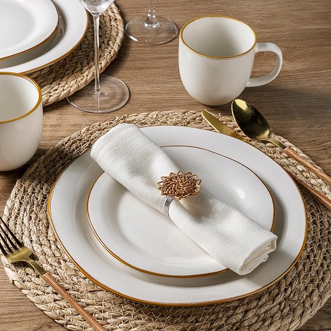 AmorArc Ceramic Dinnerware Sets, Handmade Stoneware Reactive Glaze Plates and Bowls Set, Scratch Resistant | Dishwasher & Microwave Safe Dishes Set, Service for 4 (12pc)