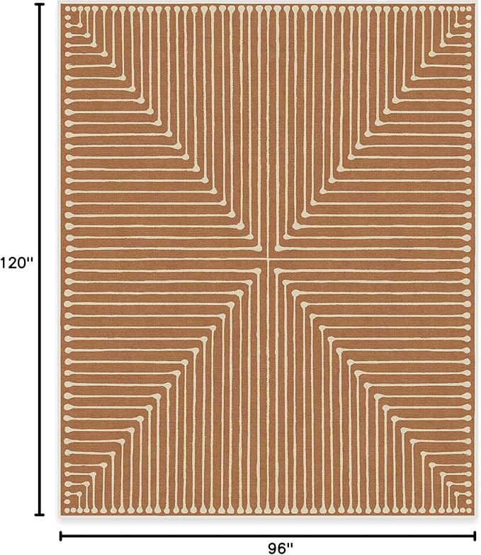 RUGGABLE x Jonathan Adler Machine Washable Modern Area Rug – Inkdrop Copper 8x10, Stain-Resistant, Non-Slip – Large Rugs for Living Room, Bedroom, Hallway, Entryway & Office–with Cushioned Pad