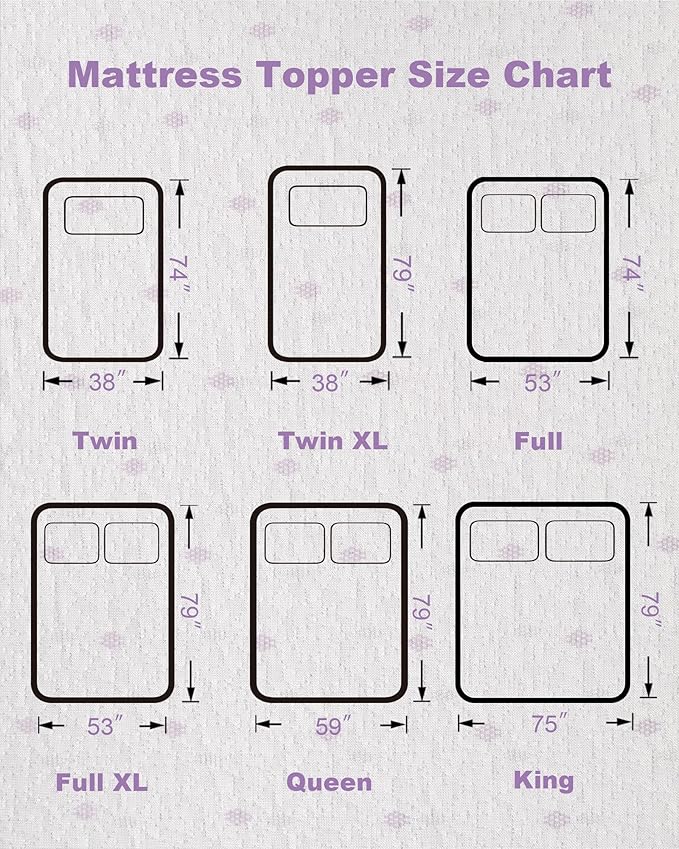 Ferlizer 4" [Full XL] Mattress Topper, Memory Foam Mattress Topper Full Extra Long for College Dorm with Ultra Soft Cover & Corner Straps, Lavender Infused CertiPUR-US Certified