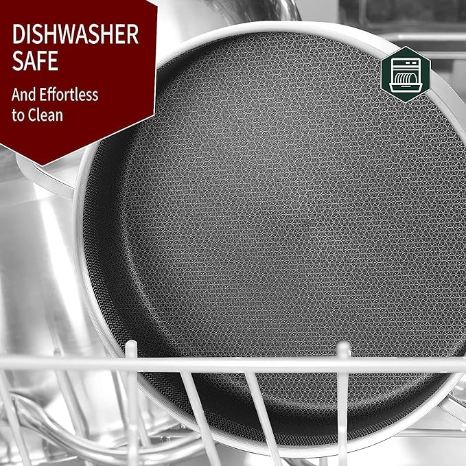 LOLYKITCH Tri-Ply Stainless Steel 10 Inch Non-Stick Sauté Pan with Lid,Induction Deep Cooking Pan, Dishwasher and Oven Safe