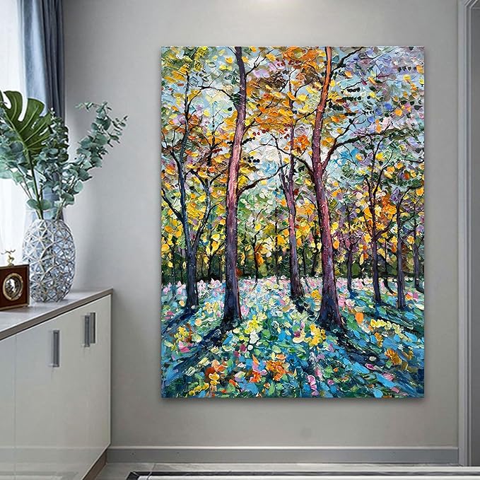 Art 40x28 inch Hand-Painted Abstract Forest Landscape Oil Painting Modern Art Wall Decoration