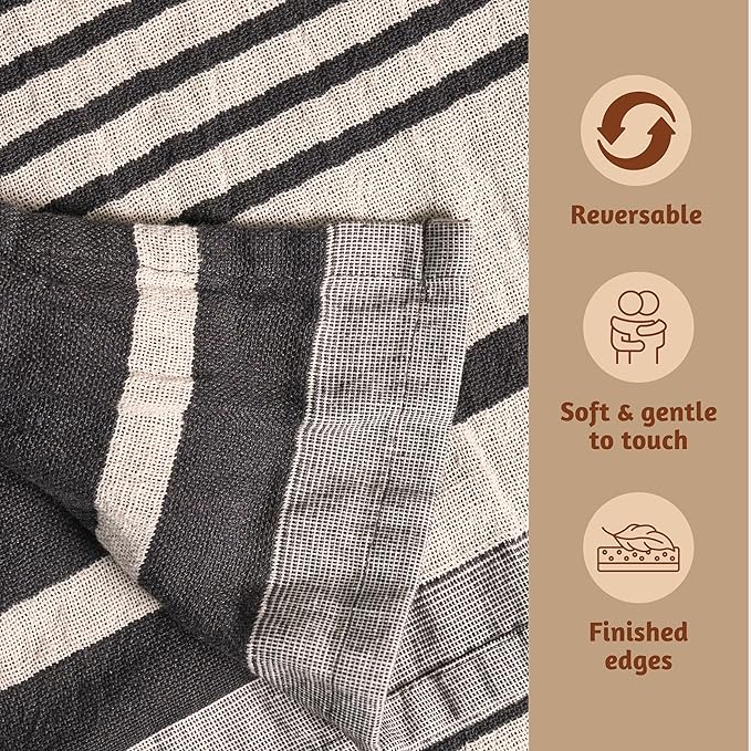 Folkulture Throw Blanket for Couch 50" x 60", 100% Recycled Cotton Couch Blanket and Throws for Chair, Soft Throw Blanket for Bed or Bed Throws for Sofa, Boho Throw Blankets