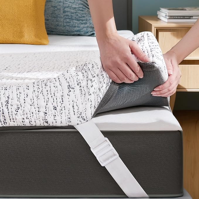 Subrtex Cooling Mattress Topper Cover Queen Size 2 Inch (Only Cover) Mattress Topper Protector Bedding Removable Mattress Encasement with Zipper Closure