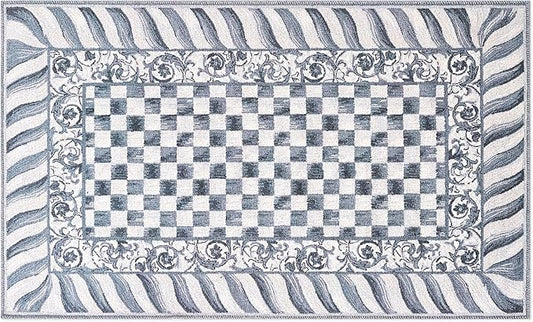 MACKENZIE-CHILDS Washable Rug, Decorative Indoor Rug, 3' x 5', Sterling Check