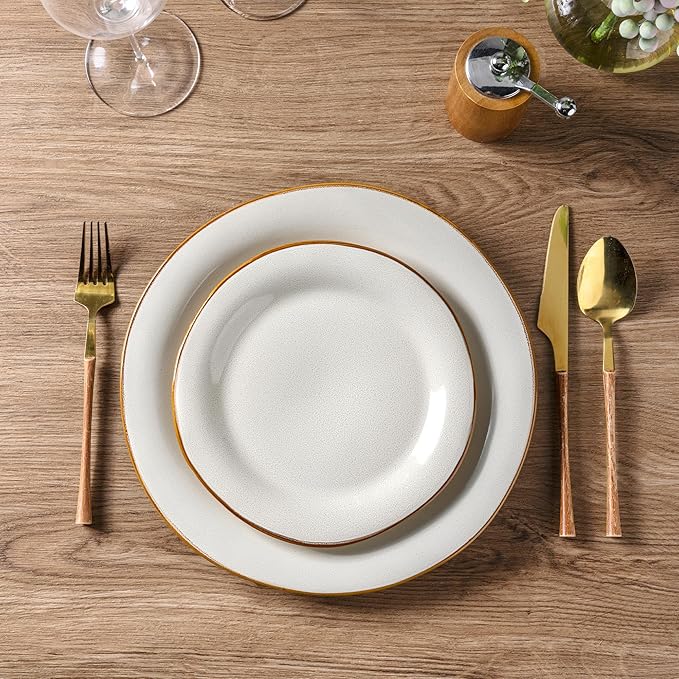 AmorArc Ceramic Dinnerware Sets, Handmade Stoneware Reactive Glaze Plates and Bowls Set, Scratch Resistant | Dishwasher & Microwave Safe Dishes Set, Service for 4 (12pc)