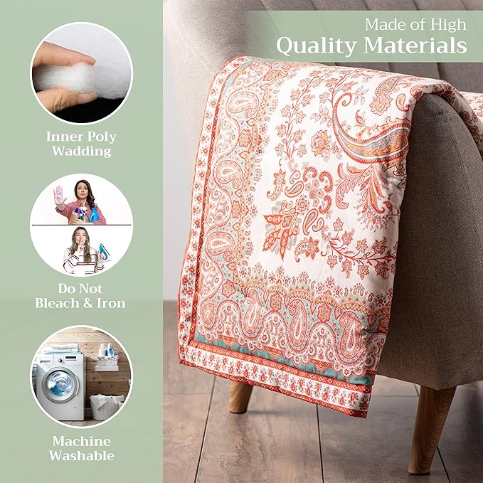 Maison d' Hermine Throw Blanket for Couch Lightweight Soft Warm Breathable Cotton Throw Blankets for Bed Girls Boys Women Men Gifts Sofa Travel Living Room Chair Bedding (60"x80", Cachemire)