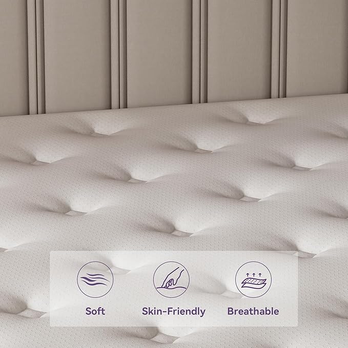 12 Inch Queen Mattress in a Box, Hybrid Mattress with Gel Memory Foam and Pocket Springs for Motion Isolation, Pressure Relief & Cool Sleep, Medium Firm, CertiPUR-US Certified