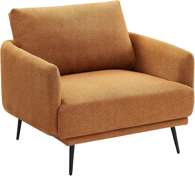 Oversized Accent Chair for Living Room Chairs Reading Arm Chair Comfy Modern Single Sofa Side Chairs with Metal Legs & Soft Cushion for Bedroom, Balcony,Waiting Room(Polyester, Caramel)
