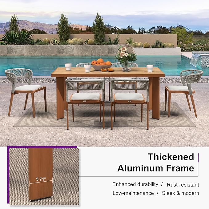 PURPLE LEAF 13 Pieces Large Outdoor Dining Set Patio Table and Chairs Set Aluminum Rattan Wicker Patio Furniture Set for Lawn Porch Deck Brown