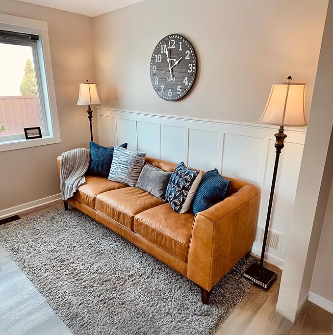 Brightech Sophia LED Floor Lamp, Tall Mid-Century Modern Lamp with Bell Shape Fabric Shade, Great for Bedroom & Living Room Decor - Bronze