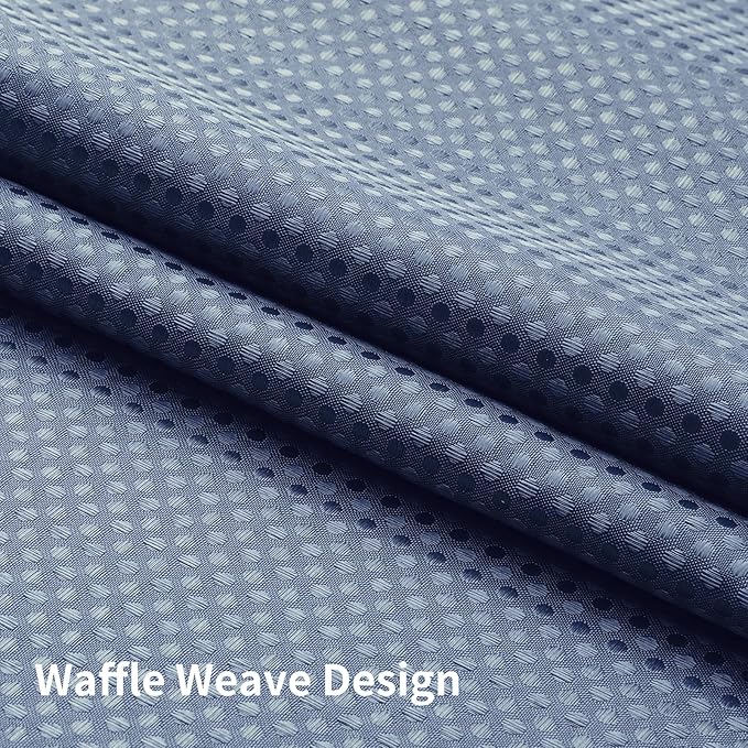 No Hook Shower Curtain with Snap in Fabric Liner, Waffle Weave Heavy Duty Thick Shower Curtains with Mesh Top Window, Hotel Style Waterproof Bathroom Curtain Set, 72 x 75 Inch, Moonlight Blue