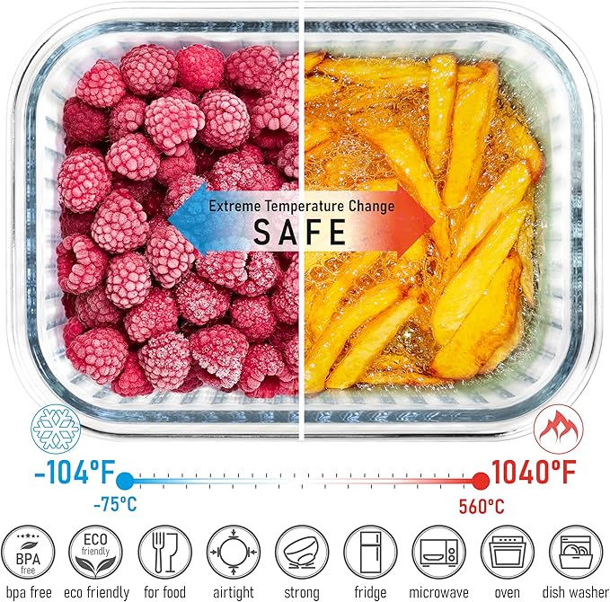 Set of 4 Stackable Space-Saving Nesting Glass Bowls with Airtight Acacia Lids for Lunch, Meal & Food Prep - Microwave & Oven-ready BPA Free Durable Heat Resistant Inert Borosilicate Glass