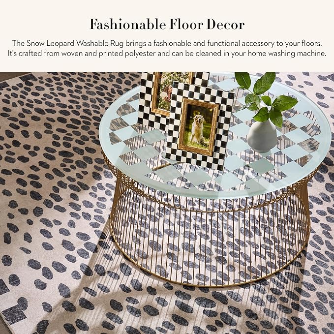 MACKENZIE-CHILDS Washable Rug, Decorative Indoor Rug, 3' x 5', Snow Leopard