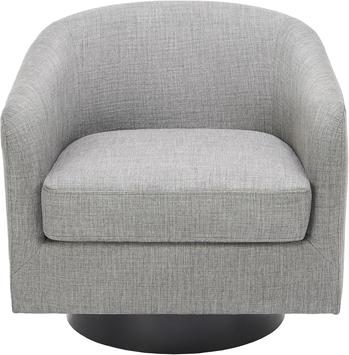 UIXE 360° Swivel Accent Chair, Fabric Barrel Club Chair Upholstered Armchair for Living Room, Round Arm Chair Bedroom Single Sofa Reading Seat - Flax Gray