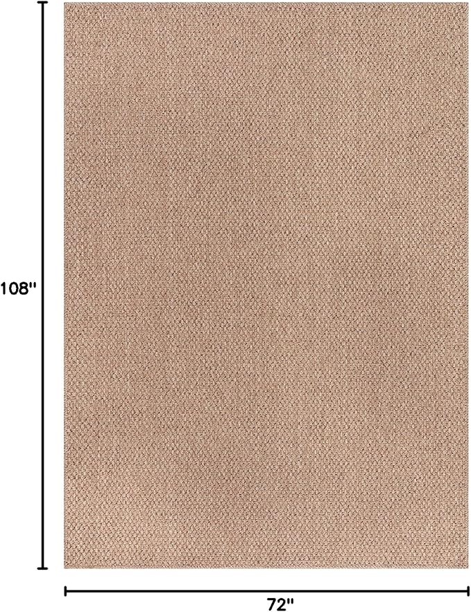 CAMILSON Easy Jute Rug 6x9, Indoor Outdoor Natural Color Farmhouse Area Rugs for Living Room Patio and Kitchen Rug, Solid Boho Woven Design, Easy-Cleaning, Washable Outside Carpet Alfombras (6 x 9)