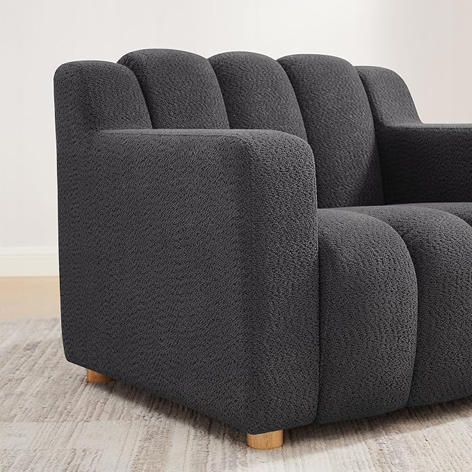 Oversized Accent Chair, Modern Living Room Chairs, Comfy Boucle Fabric Upholstered Armchair for Bedroom, Office, Waiting Room (Dark Gray)