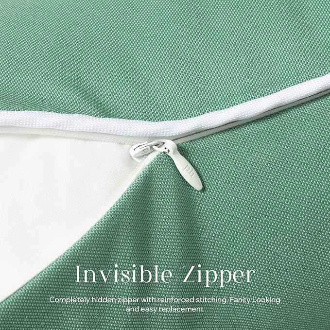 Phantoscope Pack of 2 Outdoor Waterproof Throw Pillow Covers Decorative Square Cushion Case Patio Pillows for Couch Tent Sunbrella, Pine Green 12x20 inches