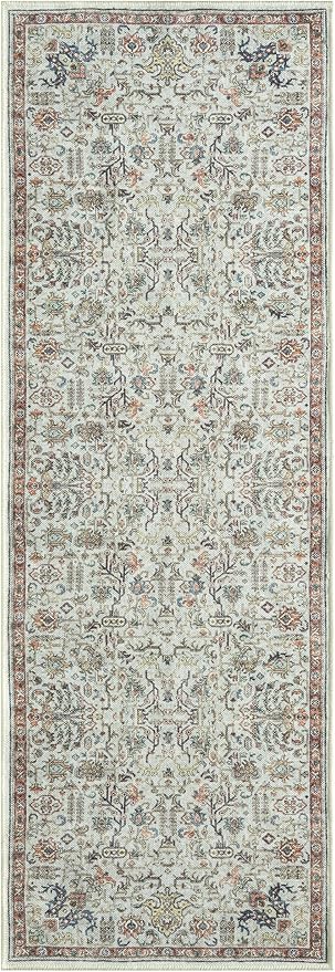Keen Home Design 2x7 Rug - Machine Washable Runner Rug with Non-Slip Backing, Ideal for Hallway, Entryway, Kitchen, Laundry Room - Vintage, Easy Clean, Durable, Low Pile Rug - (2'6" x 7')