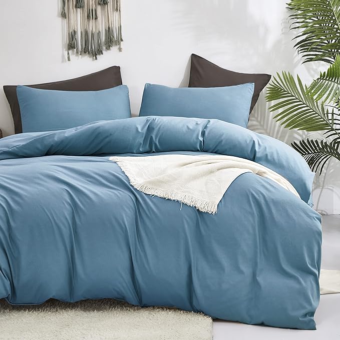 Luxlovery Blue King Size Comforter Set Lake Blue Bedding Set Women Men Quilt Blanket Soft Breathable Comfy Fluffy Lightweight 3 Piece Comforter Set King Size