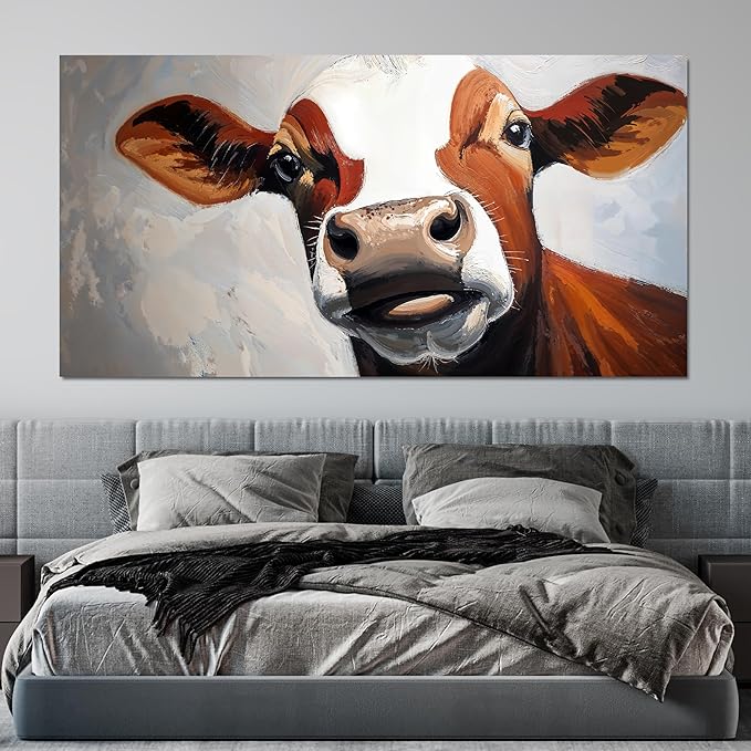 Canvas Wall Art Decor Canvas Abstract Large Living Room Decor Wall Highland Cow Modern Abstract Wall Art Black And White Wall Art Canvas Print Work For Home Kitchen Office Wall Decor 29" X 58"