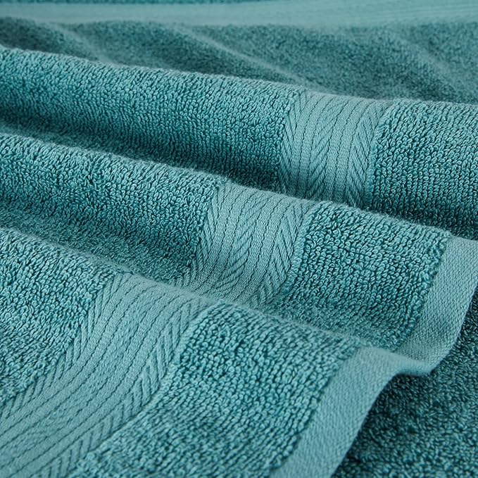 Amazon Basics Fade-Resistant 100% Cotton Washcloth, 12 Pack, 12"x12", Teal