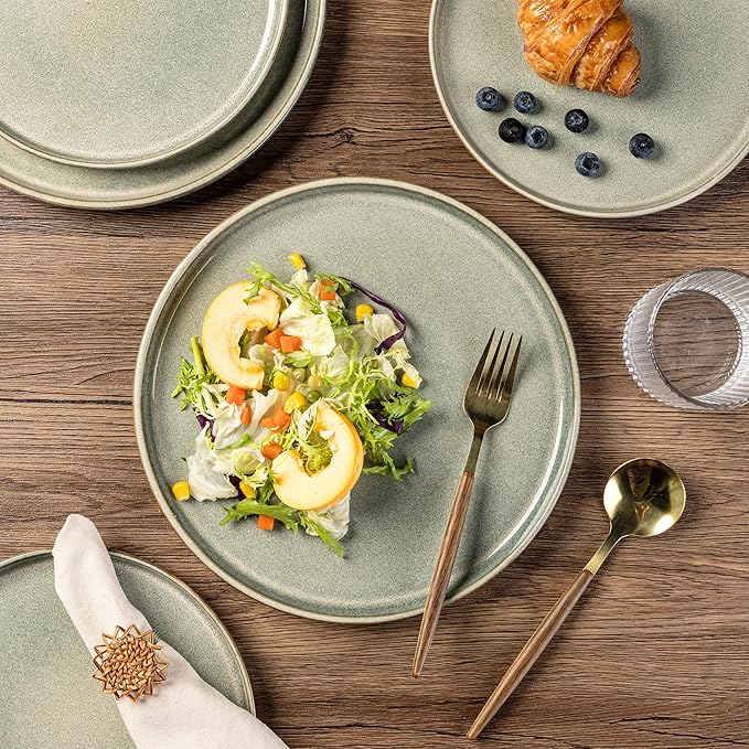 AmorArc Ceramic Dinnerware Sets for 4,Round Reactive Glaze Stoneware Plates and Bowls Set,Highly Scratch Resistant Dishware | Dishwasher & Microwave Safe Dishes Set,Service for 4 (12pc)