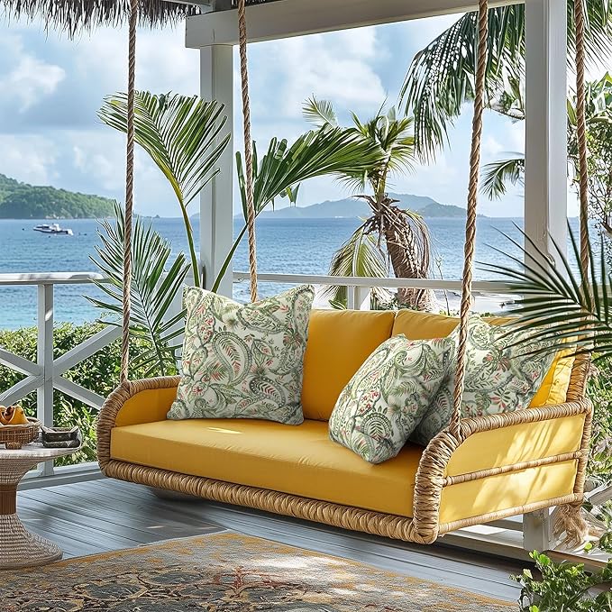 Outdoor Pillows for Patio Furniture 18x18 inch, Square Outdoor Throw Pillows with Inserts, Decorative Toss Pillows for Garden Couch Home Sofa Office Chair, Pack of 2,Faylinn Shadow Paisley