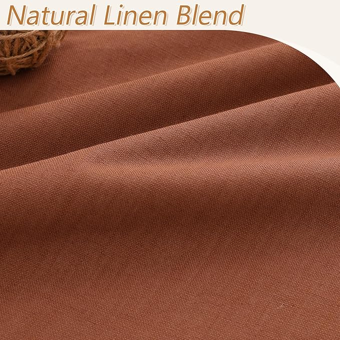 Guken Terracotta Linen Blackout Curtains 72 Inch Length 2 Panels Set for Living Room Bedroom Back Tab Thermal Insulated 100% Black Out Linen Drapes Room Darkening Window Curtains 72 Inches Long