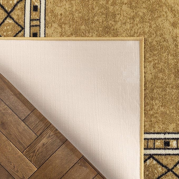 Antep Rugs Alfombras Modern Bordered 5x7 Non-Skid (Non-Slip) Low Profile Pile Rubber Backing Indoor Area Rugs (Brown, 5' x 7')