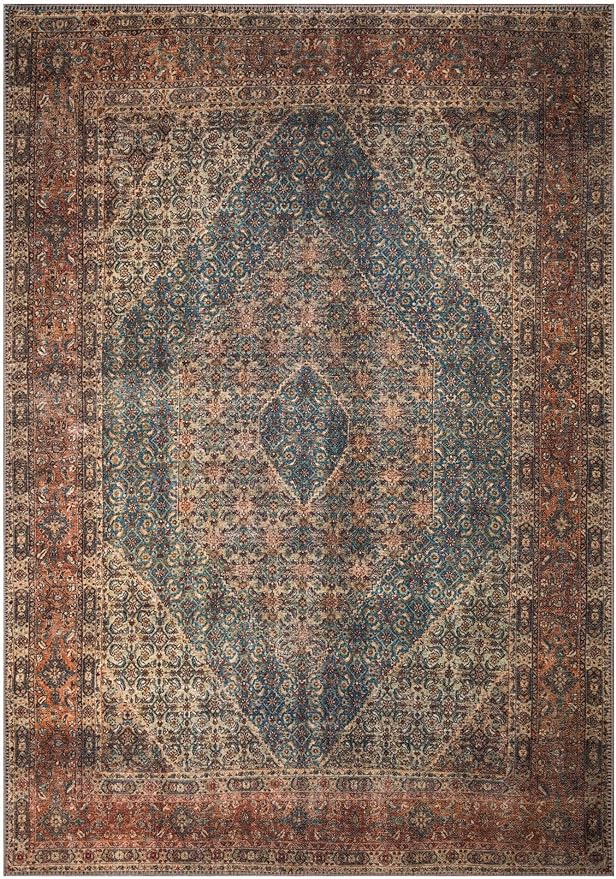 Keen Home Design 2x12 Rug - Machine Washable Runner Rug with Non-Slip Backing, Ideal for Hallway, Entryway, Kitchen, Laundry Room - Vintage, Easy Clean, Durable, Low Pile - (2'6" x 12')