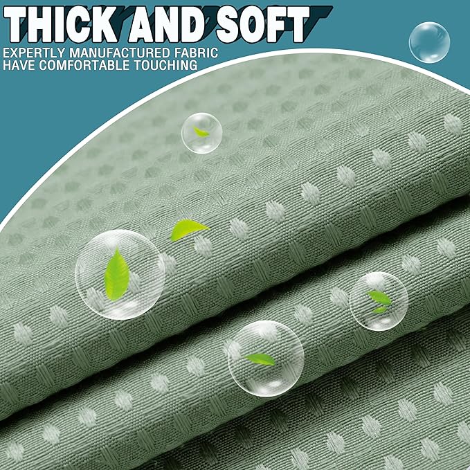 Conbo Mio No Hook Sage Green Waffle Weave Shower Curtain with Snap in Liner Set, Hotel Luxury Shower Curtains for Bathroom with See Through Top Window, Waterproof, Washable 71W x 74H