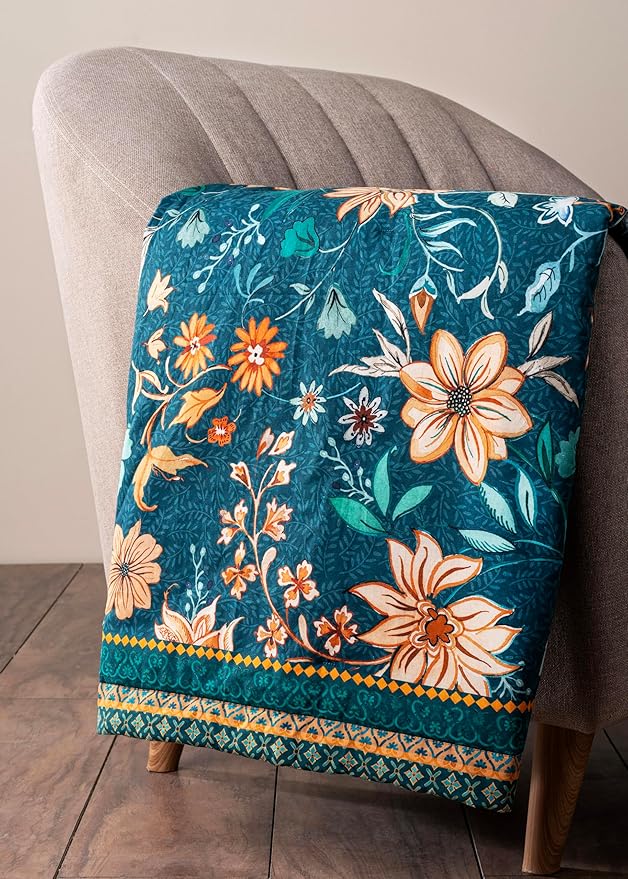 Maison d' Hermine Throw Blanket for Couch Lightweight Soft Warm Breathable Cotton Throw Blankets for Bed Girls Boys Women Men Sofa Travel Living Room Chair Bedding (50"x60", Luxury Loft - Dark Teal)