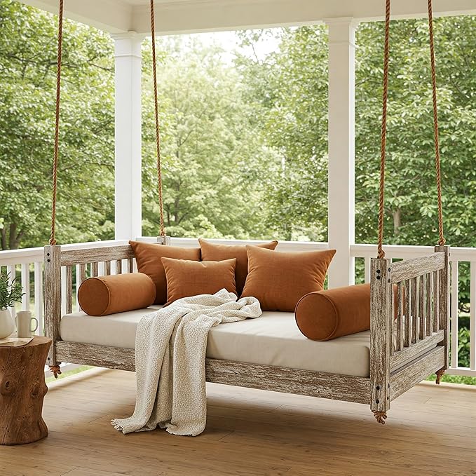 RSH DECOR: Sunbrella Square Throw Pillows Set of 4 | 20" x 20" | Water and Fade-Resistant Performance Fabric | Outdoor Pillow Covers with Down-Alternative Inserts | Canvas Spa