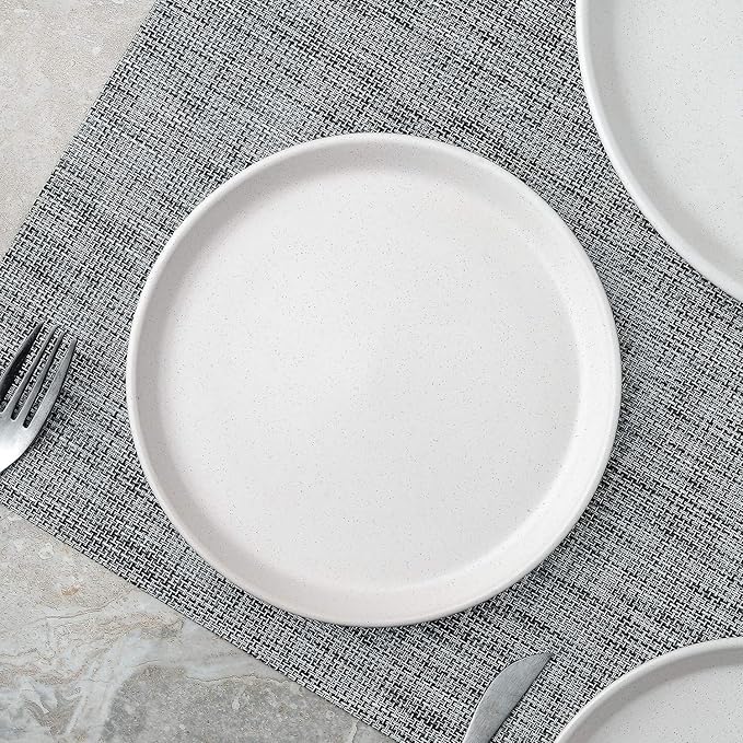 Stone Lain Stoneware Dish Set, 4 Dinner Plates, Albie - Speckled White