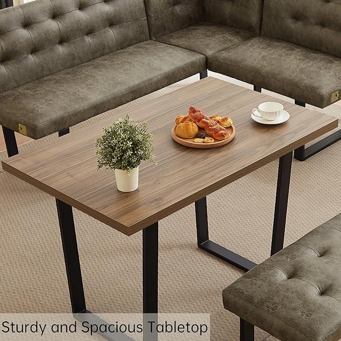 3-Piece Corner Dining Table Set with Bench, 70 Inch Space-Saving Breakfast Nook for Kitchen & Dining Room(Walnut Table & Brown Bench)