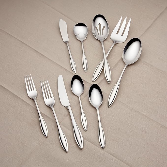 Lenox Sculpt 65-Piece Flatware Set, Metallic