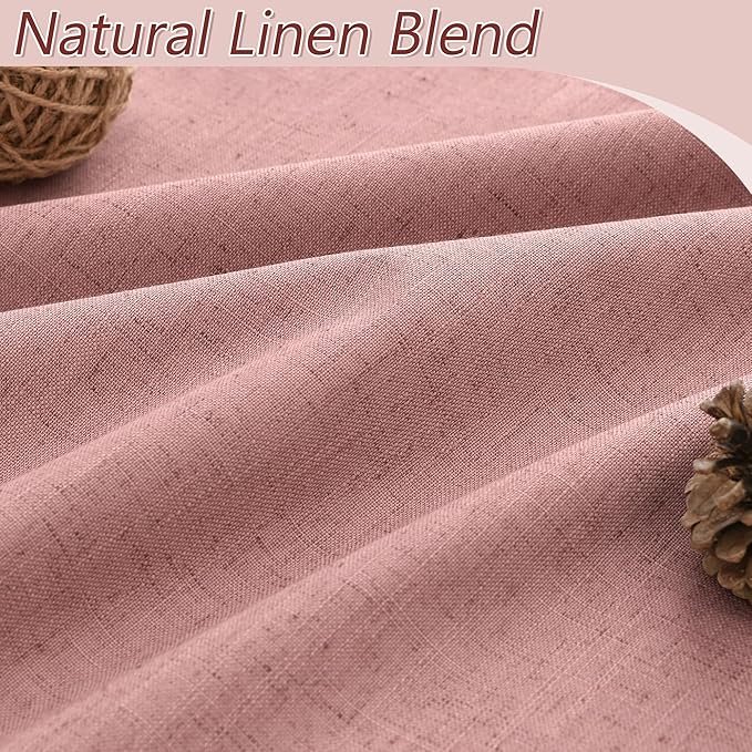 Guken Linen Blackout Curtains 90 Inch Length 2 Panels Set for Living Room Bedroom Back Tab Thermal Insulated 100% Black Out Linen Drapes Room Darkening Window Curtains 90 Inches Long, Pink