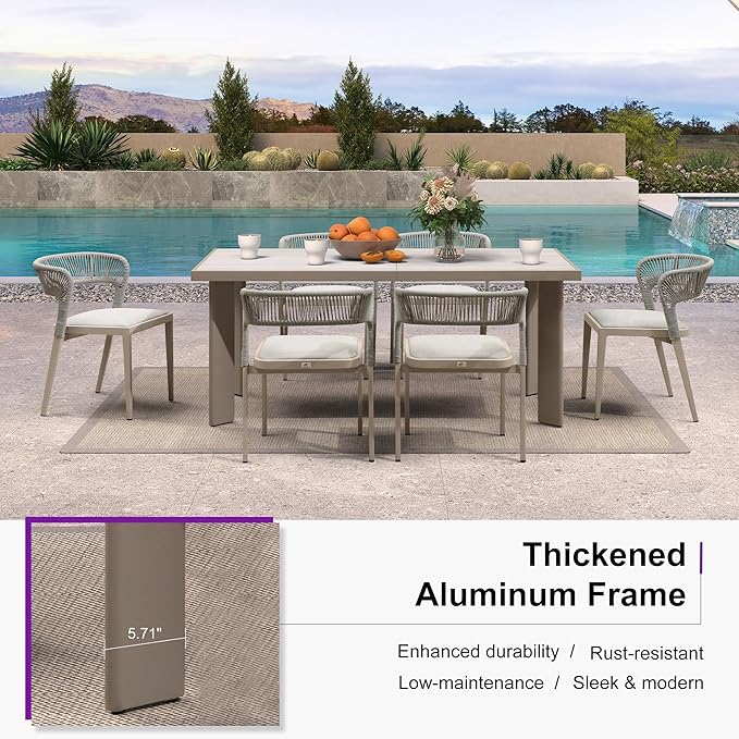 PURPLE LEAF 13 Pieces Outdoor Dining Set Patio Table and Chairs Set Aluminum Rattan Wicker Patio Furniture Set for Lawn Porch Deck Champagne