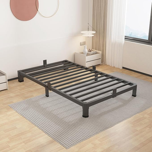 ROIL 4 inch Twin Bed Frames with Round Corner Legs Mattress Retainers 3500LBS Heavy Duty Steel Slats No Box Spring Needed Platform Noise-Free Easy Assembly