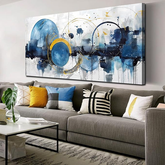 ZHAOSHOP Modern Art Work for Wall Decor - Abstract Art Room Decor for Teens - Blue Pictures Wall Decor Ready to Hang Size 29" x 59"