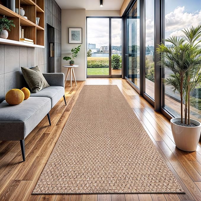 CAMILSON Easy Jute Rug 2x3, Indoor Outdoor Natural Color Farmhouse Area Rugs for Living Room and Kitchen Rug, Solid Boho Woven Design, Easy-Cleaning, Washable Outside Carpet Alfombras (2 x 3)