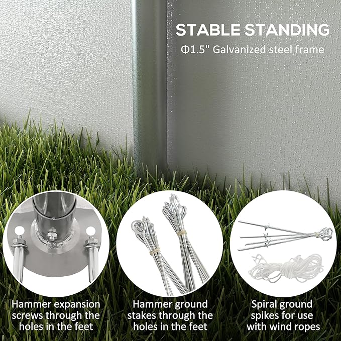 Outsunny Carport 10' x 20' Portable Garage, Heavy Duty Car Port Canopy with 2 Roll-up Doors & 4 Ventilated Windows for Car, Truck, Boat, Garden Tools, White