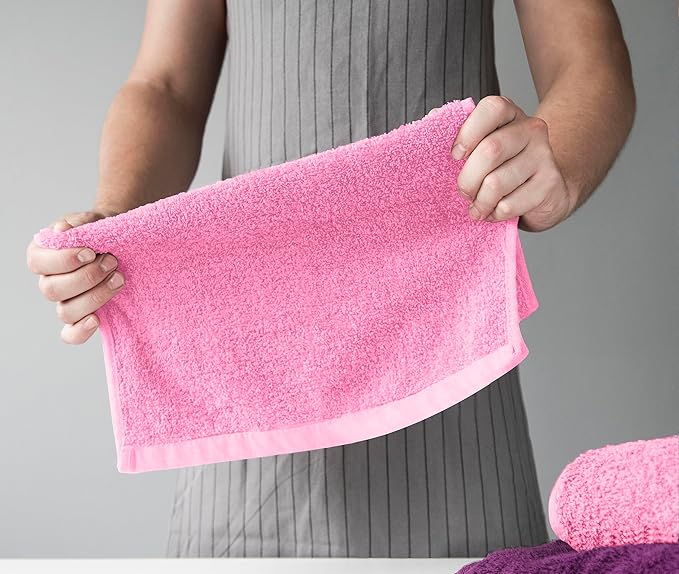 Towel and Linen Mart 100% Cotton - Wash Cloth Set - Flannel Face Cloths, Highly Absorbent and Soft Feel Fingertip Towels (Multi Colors, Pack of 12)